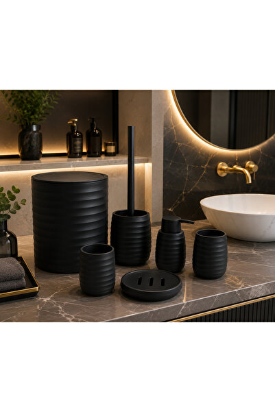 kasımoğulları concept Draguan Series Wavy Striped Acrylic Bathroom Set – Tras...