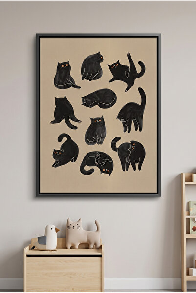 Jasmine Art Cats in Poses Kids Wall Art | Portrait Framed Canvas Print | Luxu...