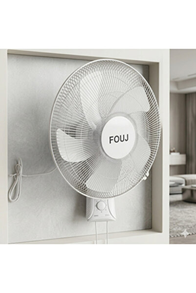 FOUJ Wall Fan (Wall-Mounted) 5 Blades with Drawstring Control White - Fogu