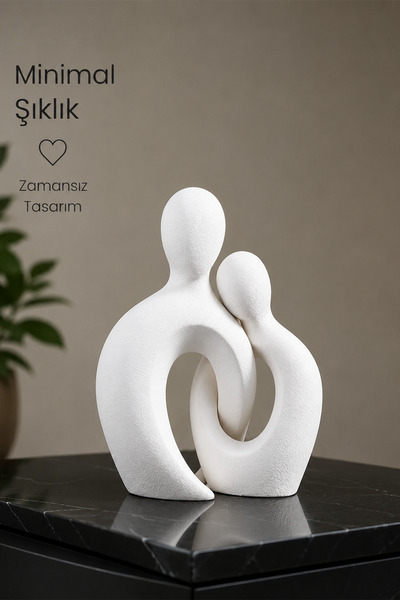 İBERİALHOME Minimal Aşk Figürü Dekoratif Obje Biblo | Mini Çift Heykeli | Mod...