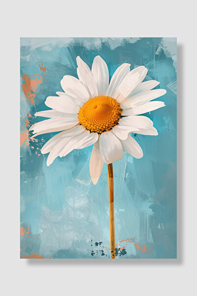 Luna Marissa Poster cu margarete Margarete albe Fundal albastru turcoaz Decor...