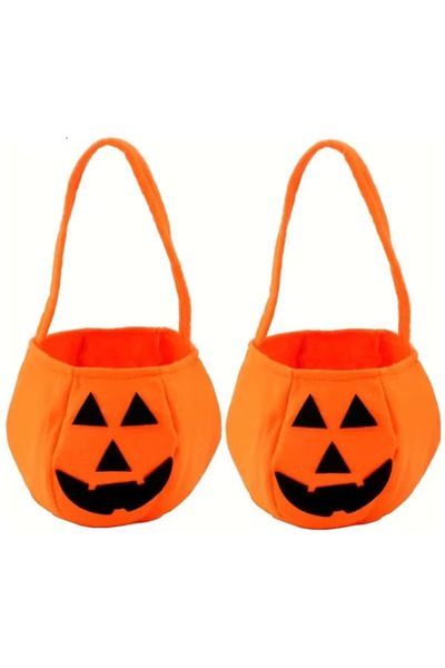TAPIT Pumpkin Candy Bags Orange for Kids 2-Pack Trick or Treat Reusable Non-W...