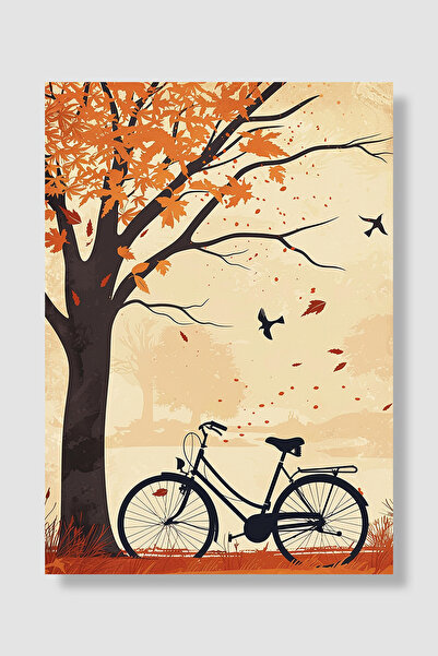 Luna Marissa Poster cu biciclete Frunze de toamnă sub copac Biciclete Păsări ...