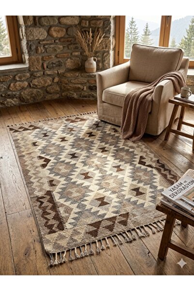 DOGANLAR ANTIQ MİRAS El Dokuma 4641 Kahve Kök Boya Yün Kilim-102x146