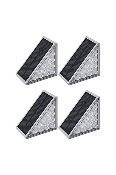 YBOSHOP Set 4 lampi solare pentru scari, senzor de lumina, 13 LED, lumina cal...