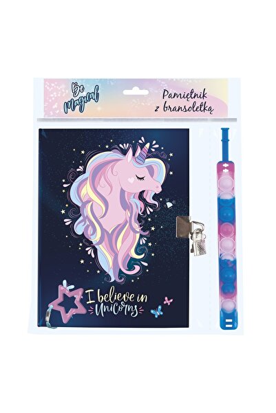 Derform Set caiet cu lacăt + brățară PopIt Unicorn, Derform, Carton, 60 pagin...