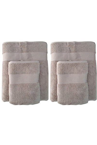 Özdilek Woven 100% Cotton Towel Set Beige Color 4-Piece (Hand Towel+Bath Towel)