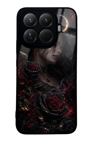 Spoyi حافظة هاتف Xiaomi Mi 15T Pro بتصميم Crimson Moon Rose لامعة
