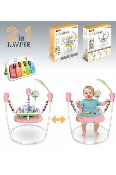 Tiibaby 2-in-1 Baby Activity Jumper and Play Seat, music and light, pink