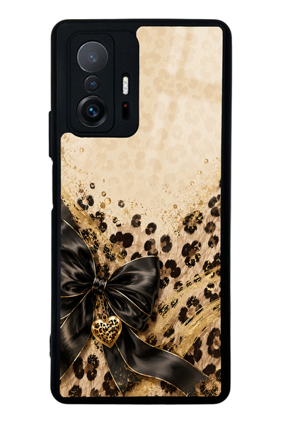 Spoyi حافظة هاتف Xiaomi Mi 11T بتصميم قلب الفهد الذهبي اللامع