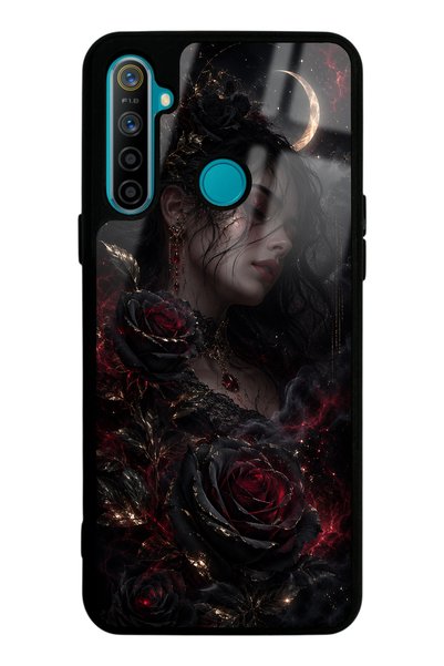 Spoyi Realme 5I Glossy Phone Case with Crimson Moon Rose Design