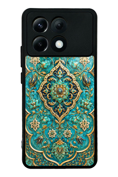 Spoyi Xiaomi Poco X6 Pro Turquoise Ottoman Jewel Design Glossy Phone Case