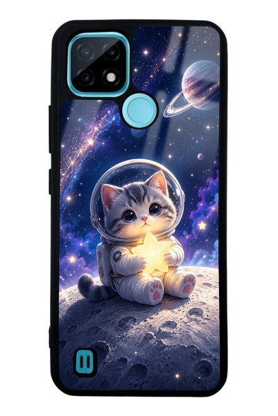 Spoyi Realme C21 Starlight Space Kitty Design Glossy Phone Case