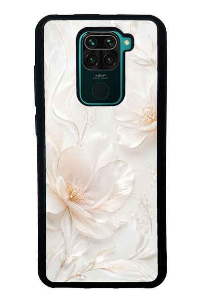 Spoyi حافظة هاتف لامعة بتصميم زهرة اللؤلؤ العاجي لهاتف Xiaomi Redmi Note 9