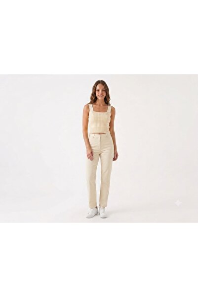 onno style women Sleeveless Strappy Square Neck Terry Knitted Women's Blouse