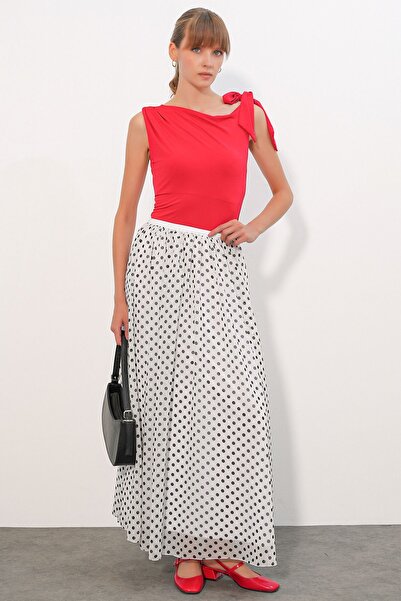 Hiccup Bdart High Waist Polka Dot Long Skirt