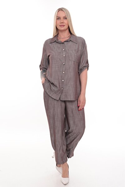 etselements Luna Textured Shirt and Pants Double Set