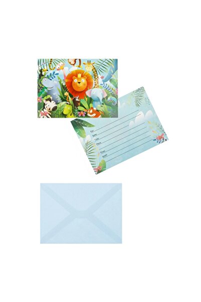 Baloane Vesele Set 6 Invitatii Petrecere Si Pliculete Jungla ACC101
