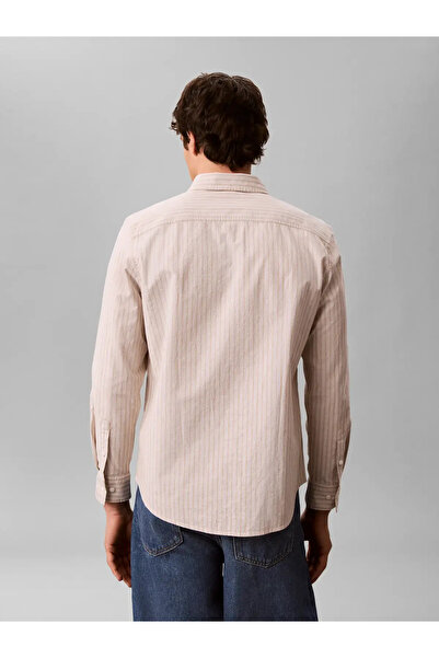 Calvin Klein LS YD STRIPE OXFORD, RBL Erkek Krem Gömlek