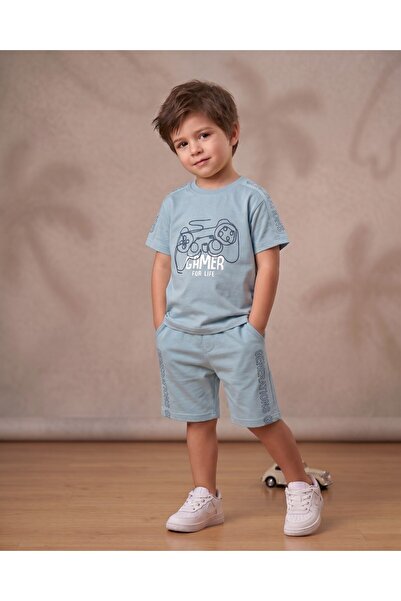 Egelite Boys' Summer Gamer Printed Shorts and T-Shirt Set for Ages 2-3-4-5-6