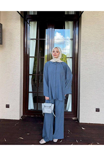 Moda Aydın Butik Women's Oversize Stone Modal Set - Indigo Blue