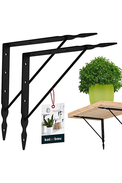 KOTARBAU 2 buc. Consolă de raft ranforsată din oțel negru 250 x 250 mm