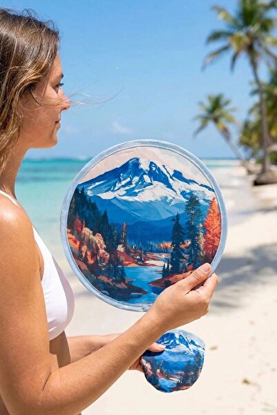 Buffer ® Dağ Manzarası Desenli Pratik Katlanabilir El Yelpazesi – Kılıflı Yuv...