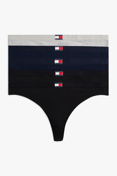 Tommy Hilfiger Kadın 5'li Paket Tanga Gri Melanj/Lacivert/Siyah
