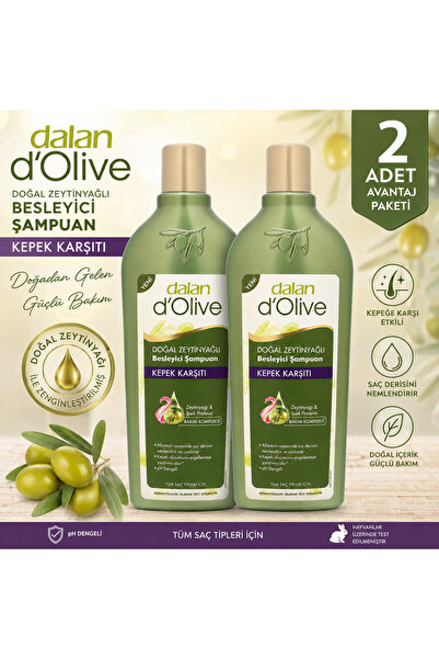 Dalan d'Olive Kepek Karşıtı Doğal Zeytinyağlı Besleyici Şampuan 400 ml 2 Adet