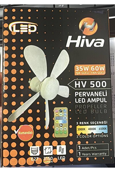YTE Hv 500 Beş Pervaneli Led Ampullü E/27 duylu Tavan Vantilatörü