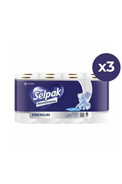 Selpak Profesyonel Kağıt Havlu Çift Katlı 23 x 13, 4 cm 85 Yaprak 8'li x 3 Ad...