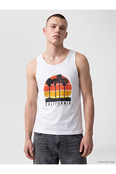 LC Waikiki Zero Roba Yaka California Printed Men's Sleeveless T-Shirt for Sty...