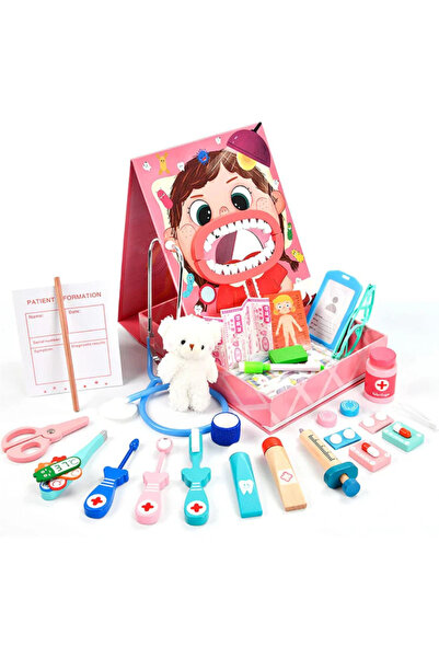 Stuniko Set Doctor Dentist din Lemn Montessori pentru Copii – Trusă Medicală ...