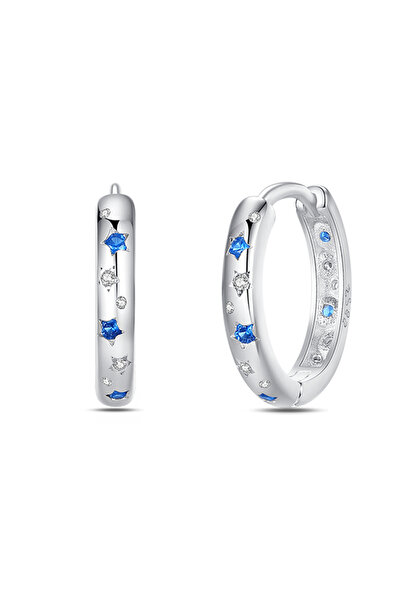 Choice6 PAE096 Classic Earrings 925 Silver Zircon Shiny Stars Moon Warm Sun D...