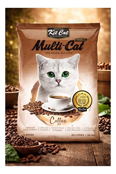 Kit Cat Super Premium Multi-Cat Formula Coffee Flavor 100% Natural Bentonite ...