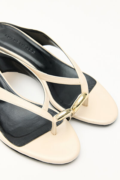 LUTVELIZADE Heels 2639 - Women's Heels with Oval Accessory Detail and Toe Bon...