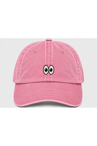 WeavedCo Embroidered Vintage Washed Cap Hat with Eye Emoji