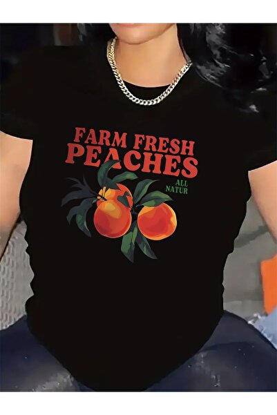 En22 Short Sleeve T-Shirt Women, Farm Fresh Peaches Design, 100 cotton, Light...