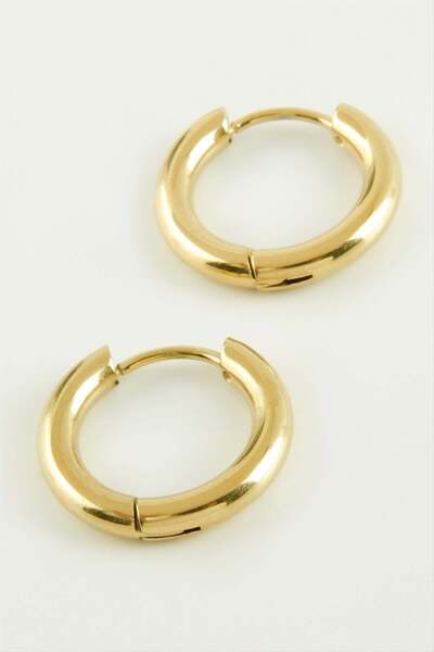 ZERO LAND Spt-Gld Boru Luxury Steel Earrings 1.5 cm (80903) - Yellow