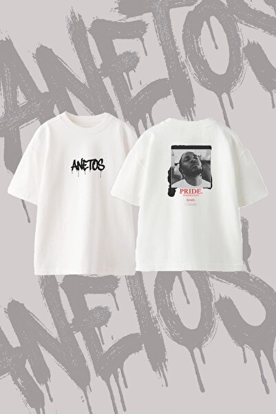Anetos Kendrick Lamar_14 Design Back Printed Cotton White Oversize T-Shirt