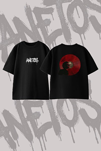 Anetos تي شيرت The Weeknd بتصميم فينيل مطبوع من الخلف مصنوع من القطن باللون ا...
