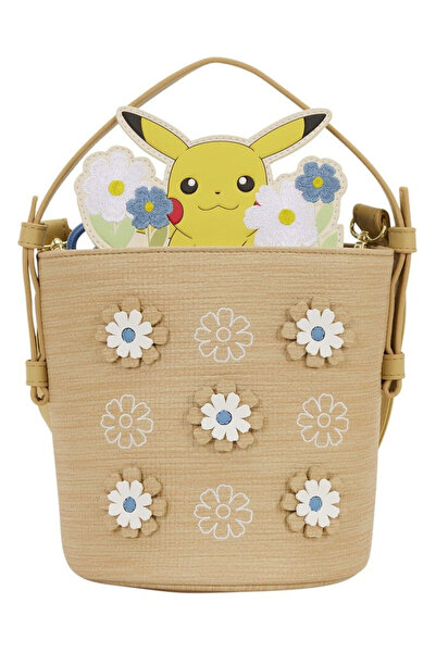Loungefly , Geanta crossbody textil licentiata Pokemon cu imprimeu Floral Pik...