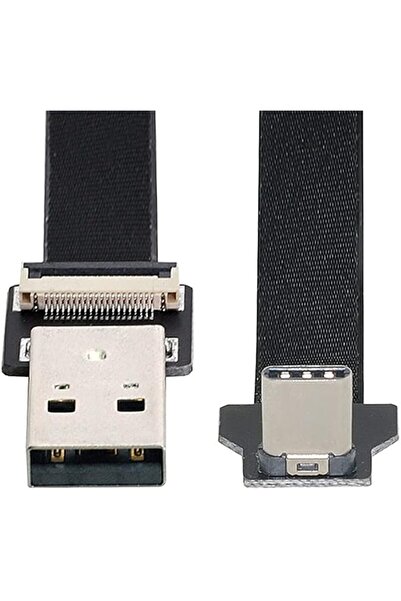 Generic 2.0M Up Down Angled USB 2.0 Type-A Male to USB-C Type-C Male Data Fla...