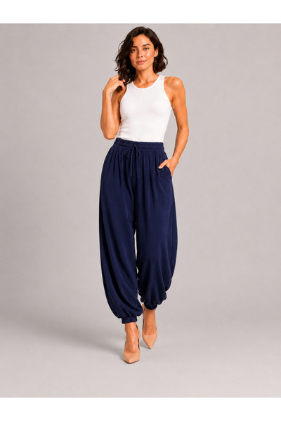 De Carte Women's Modal Fabric Shalwar Cut High Waist Pocketed Elastic Cuffed ...