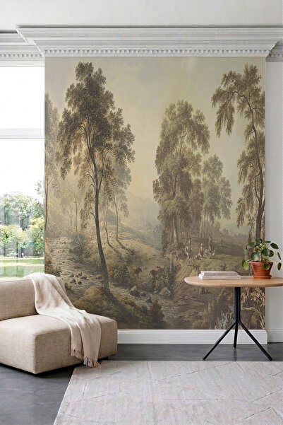 dreamwall Vintage Pastoral Orman Desenli Tek Parça Tekstil Duvar Kağıdı