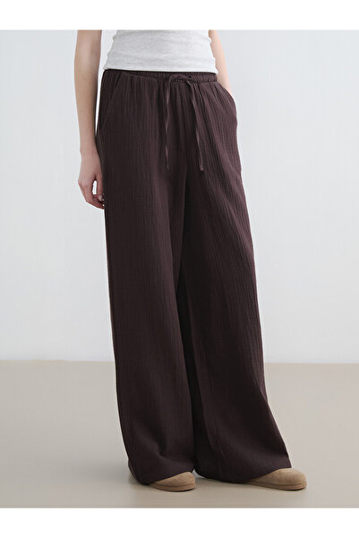 LC Waikiki Pantaloni de damă din muselină cu talie elastică
