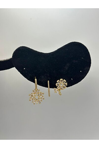 BYYEŞO Flower Detail Steel Set Earrings