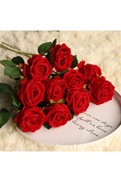 HusHome Realistic Artificial Velvet Red Rose Flower - Luxurious Decor for Hom...