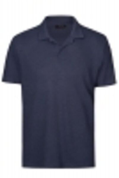 Bigotti Tricou polo Slim Albastru din in si bumbac