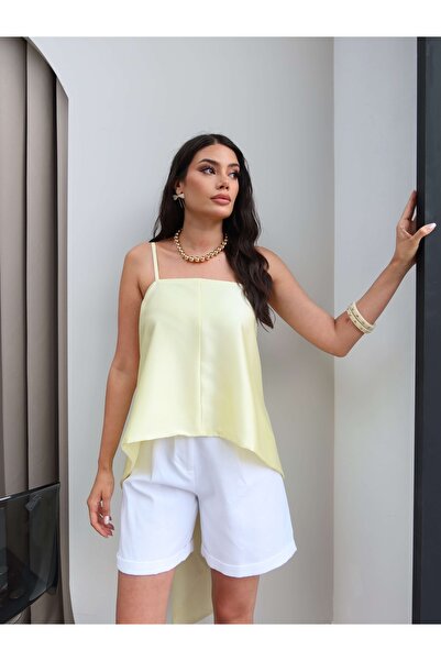 ESRAHELVACI Asymmetrical Satin Blouse with Back Tie